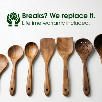 Small Leaf Acacia Wood Utensil Set