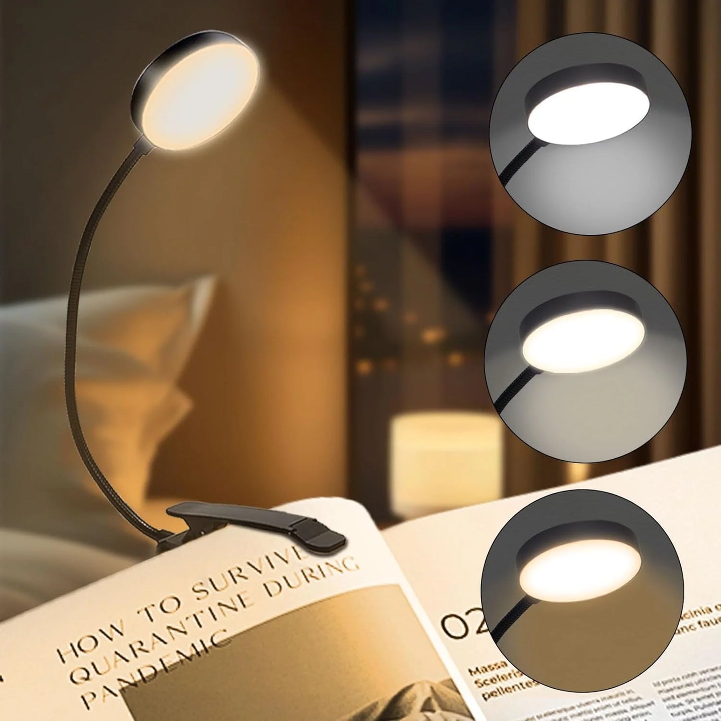 Clip-On LED Reading Light – Portable, Adjustable & Hands-Free