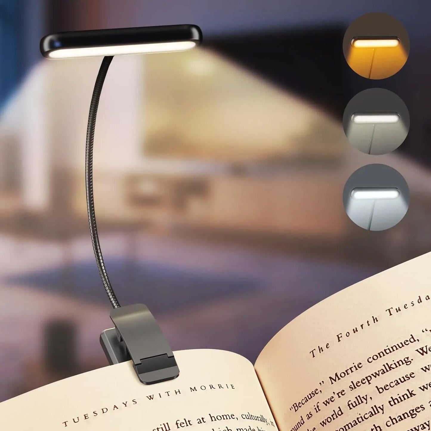 Clip-On LED Reading Light – Portable, Adjustable & Hands-Free